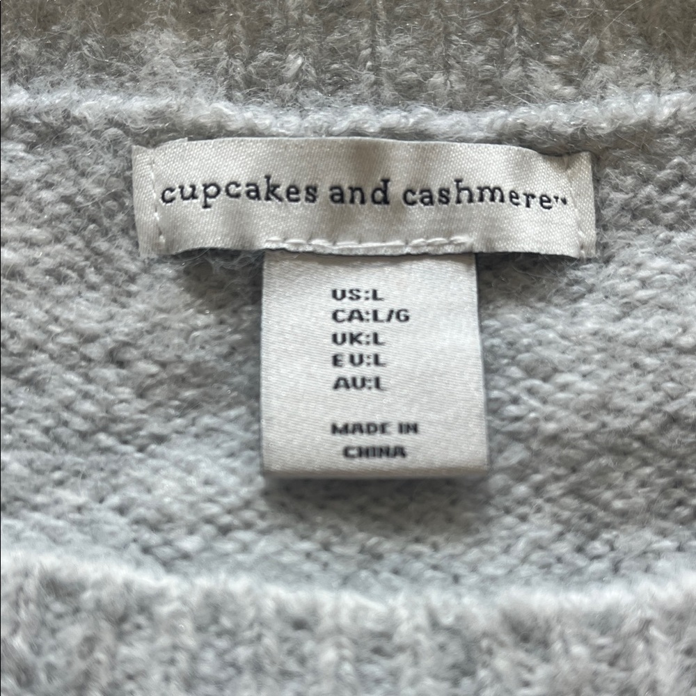 NWT Cupcakes & Cashmere Festive Gnomes Ugly Christmas Holiday Sweater Grey Large - Picture 2 of 10